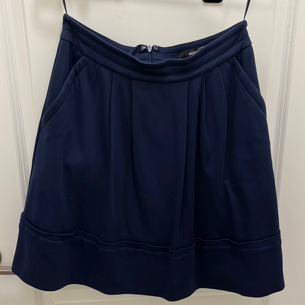 Back Zipped Navy Blue Skirt from Mango